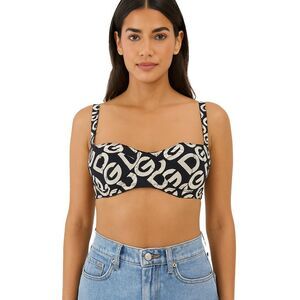 Dolce & Gabbana Monogram Logo Print Underwire Bra – Black & Beige-34B